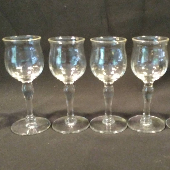 Vintage Barware 4 Flare Optic Bowl Cordial Glasses - Picture 1 of 16
